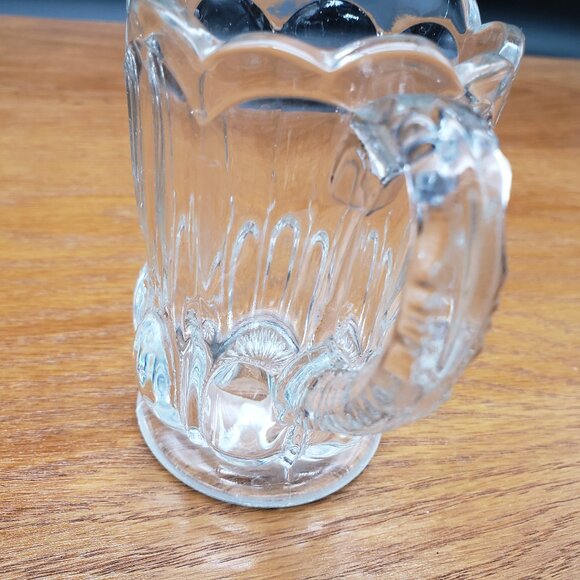 Vintage Pressed Glass Creamer Small Pitcher Scalloped Rim Paneled Design 4” - Picture 2 of 7
